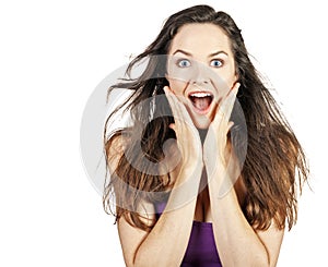 Young beautiful surprised woman