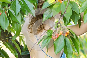 Young woman posing in spring garden