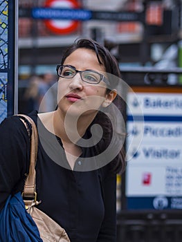 Young beautiful woman in the city of London