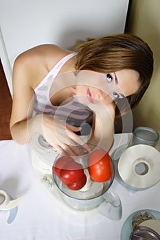 Young beautiful woman cooking