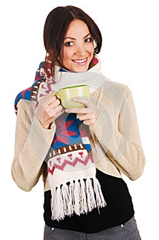 Young beautiful woman with a cup of tea