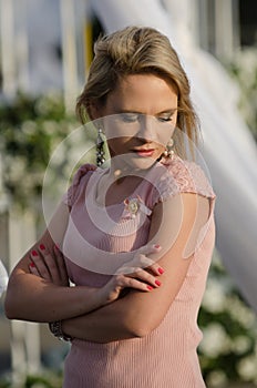 Young beautiful woman in Dubai Miracle Garden