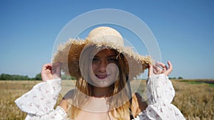 Young Beautiful Woman enjoying In Lavender Field On Summer Day