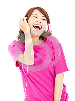 Young beautiful woman enjoying the music