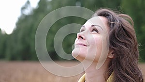 Young Beautiful Woman Exhaling Fresh Air. Healthy Lifestyle Concept.