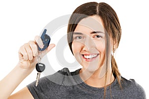 Young beautiful woman holding car keys