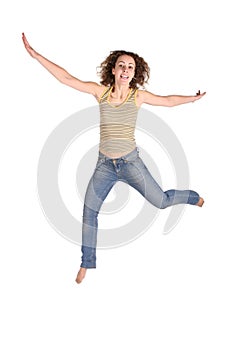 Young beautiful woman jump