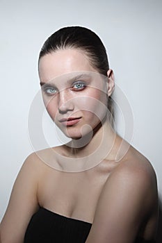 Young beautiful woman with smoky eye makeup