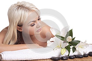 Young beautiful woman in spa salon