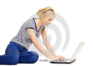 Young beautiful woman useing laptop