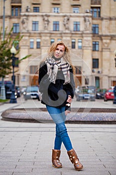 Young beautiful woman in winter coat