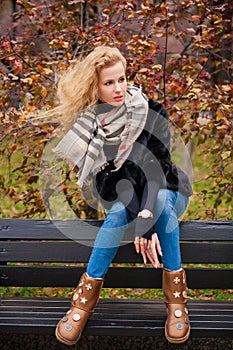 Young beautiful woman in winter coat