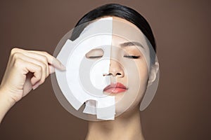 young beauty face and facial mask