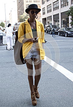 Young black girl walking in New York