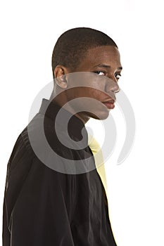 Young Black Man Looking to Side