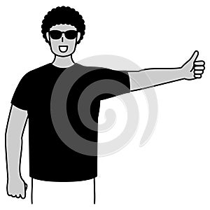 Young Black Man pointing to himself with thumb
