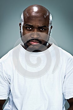 Young Black Man with Serious Expression