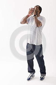 Young black man shouting photo