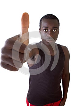 Young black teenager with thumbs up sign