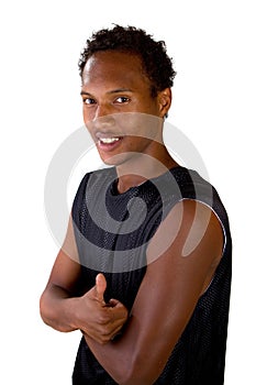 Young black teenager with thumbs up sign