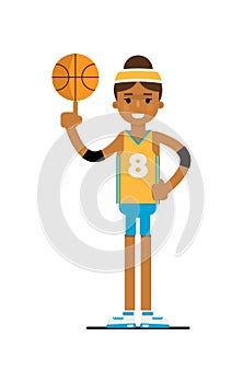 Young black woman basketball player with ball