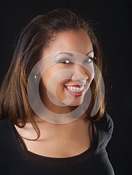 Young black woman with big smile and braces