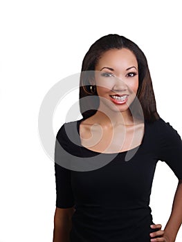 Young black woman with big smile and braces