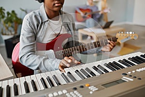 Young Black Woman Composing Music Close up