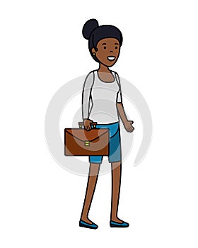 Young black woman with portfolio character