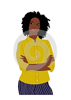 Young black woman thinking about problems vector.