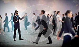 Young blindfolded man