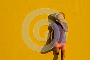 Young blond man with summer clothes