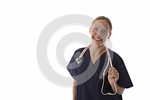 Young blond in medical scrubs