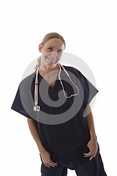Young blond in medical scrubs