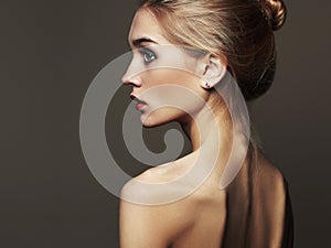 Young blond woman.Beautiful blonde Girl.close-up fashion portrait