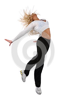 Young Blond Woman Jumping