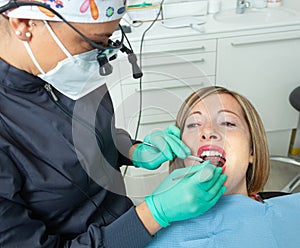 Young Blonde Female patient in a dental clinic