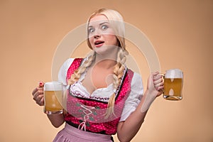 Young blonde wearing dirndl