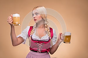 Young blonde wearing dirndl