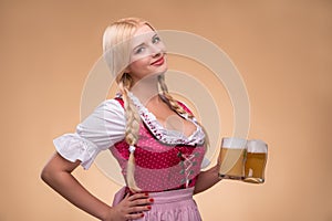 Young blonde wearing dirndl