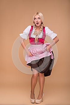 Young blonde wearing dirndl