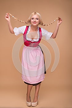 Young blonde wearing dirndl