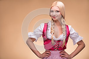 Young blonde wearing dirndl