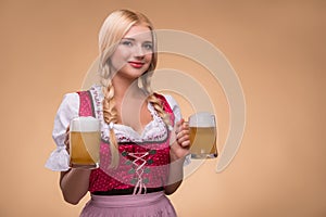 Young blonde wearing dirndl