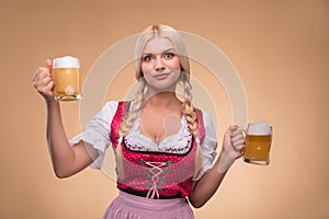 Young blonde wearing dirndl