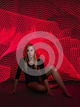 Young Blonde Woman Long Exposure Light Painting
