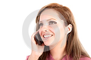 Young blonde woman with phone