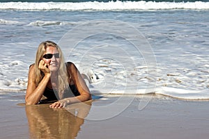 Young blonde woman relaxing