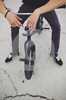 Young BMX bicycle rider