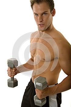 Young body builder male exercising